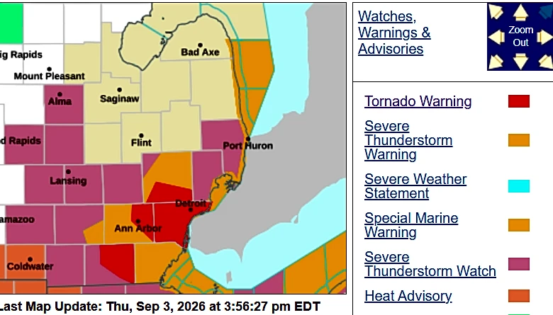 Tornado warnings issued as storms move through metro Detroit