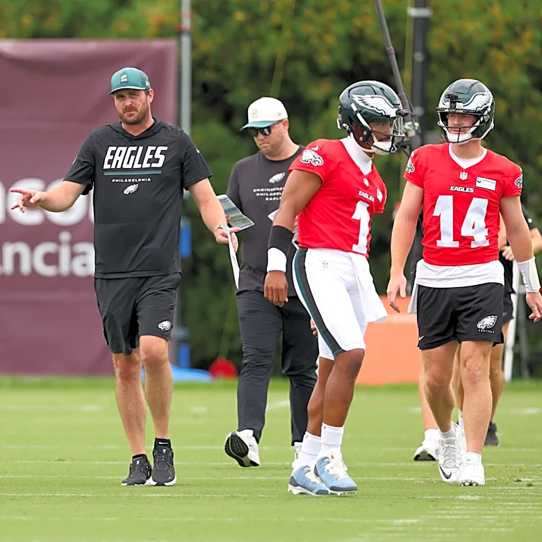 Jalen Hurts has embraced the Eagles’ new offense under Sean Mannion