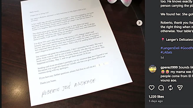 El Paso man goes viral after mailing $50 tip to LA restaurant