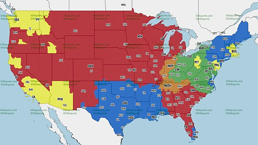 TV broadcast map for NFL Week 6: Find every game on Sunday