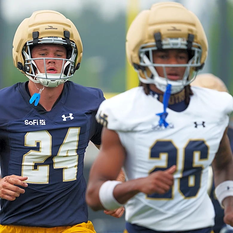 Notre Dame OC Mike Denbrock praises true freshman after first practice
