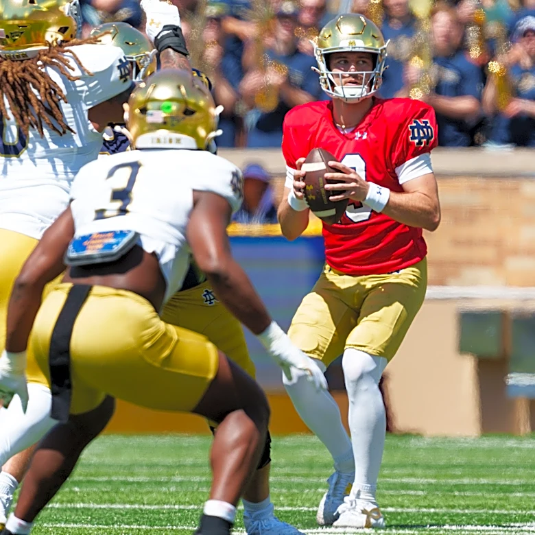 Did CJ Carr accidentally leak Notre Dame’s starting offensive line?