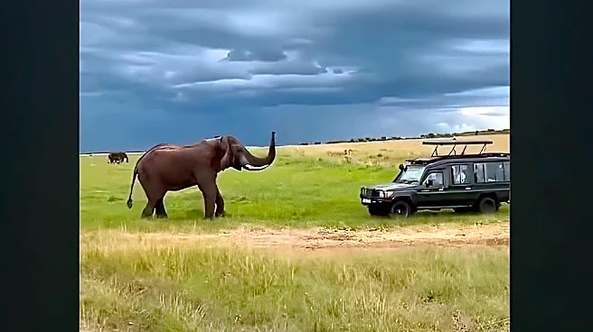 Massive elephant beyond emphatic in fending off safari group