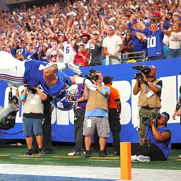Cam Skattebo brings back much-maligned backflip for Giants’ TD celebration