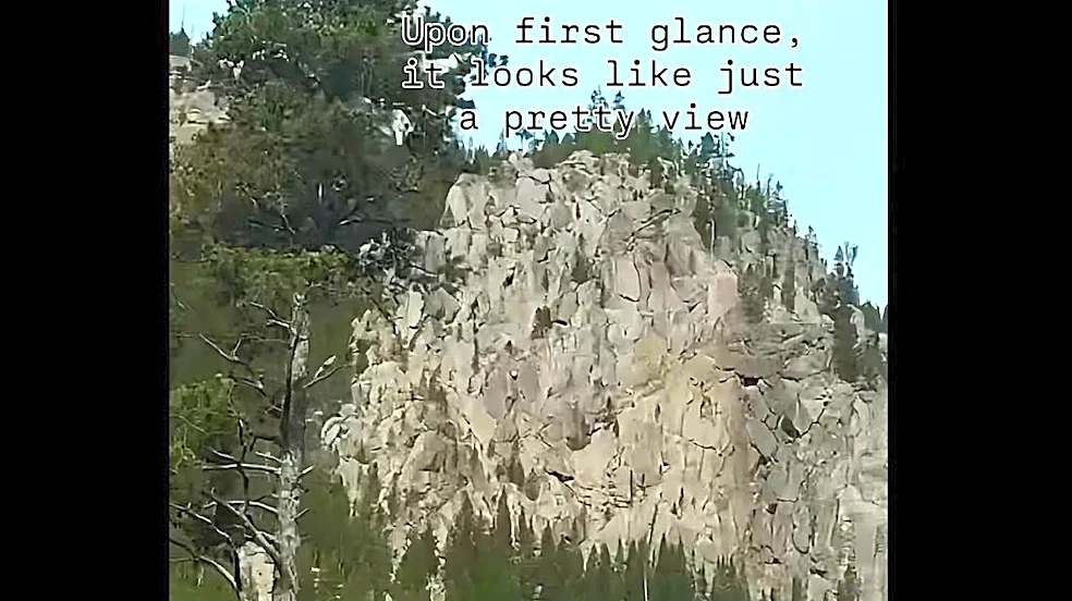 Can you spot the Yellowstone mountain goat in a precarious position?