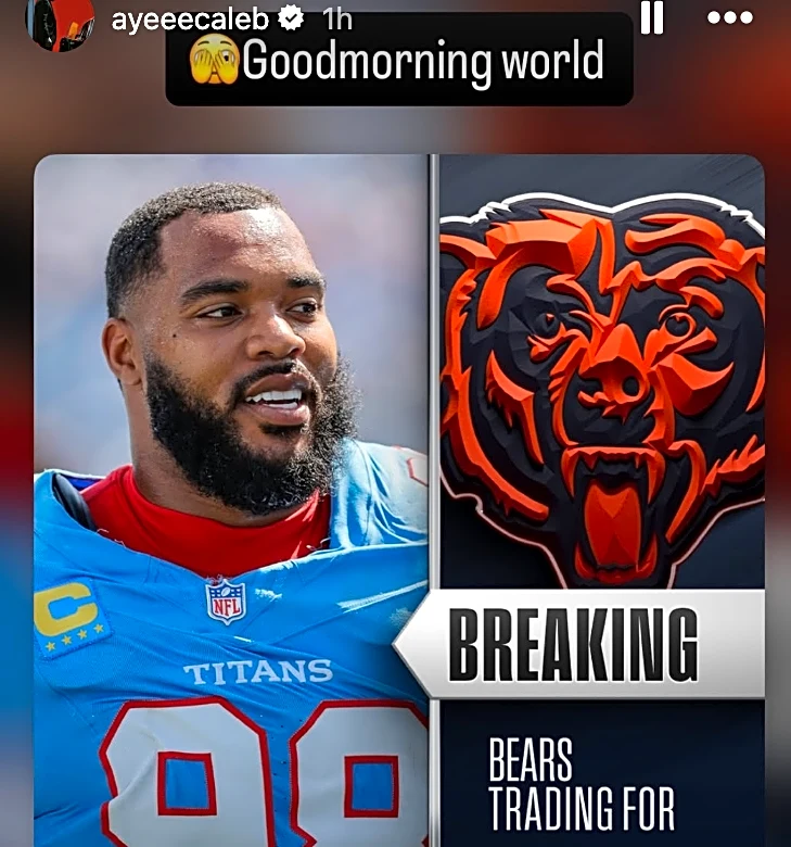 Caleb Williams had a delighted 2-word reaction to Bears' Jeffery Simmons trade