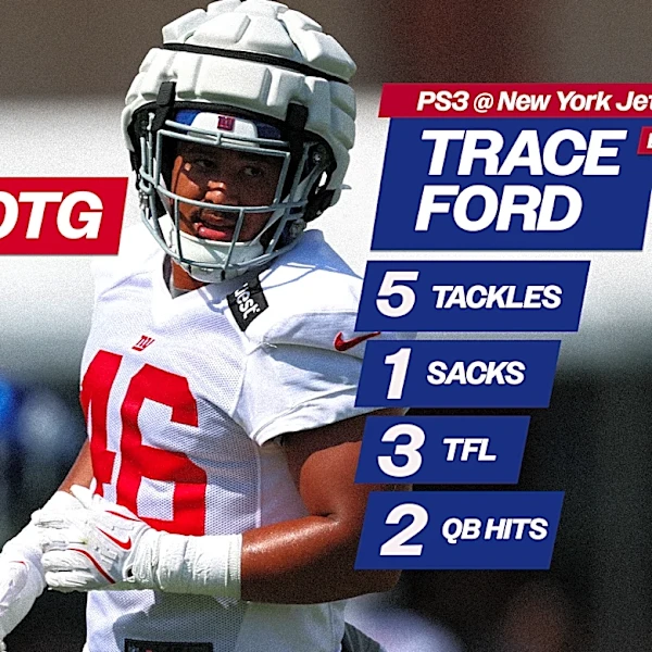 New York Giants vs. New York Jets Player of the Game: LB Trace Ford