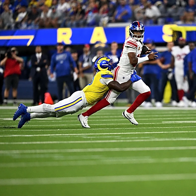 Rams' Byron Young sends message after play that injured Jaxson Dart