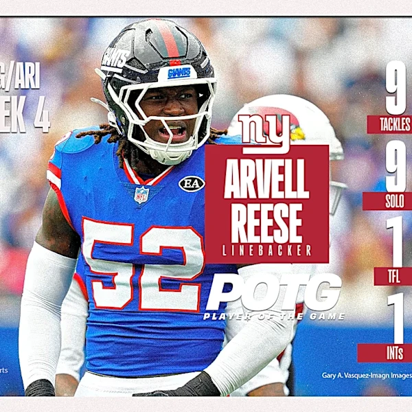 New York Giants vs. Arizona Cardinals player of the game: LB Arvell Reese