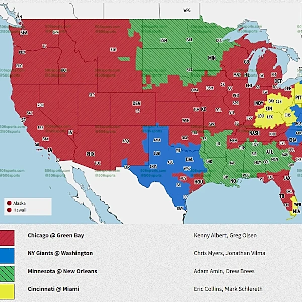 NFL Week 5 television maps: New York Giants vs. Washington Commanders