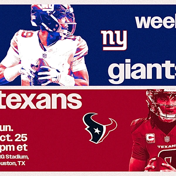 What channel is Giants vs. Texans on today? Time, TV schedule to watch Week 7 game