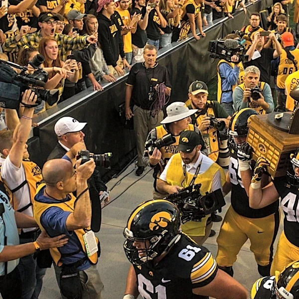 Who is on the NBC call for Iowa football vs. ISU in the Cy-Hawk game?