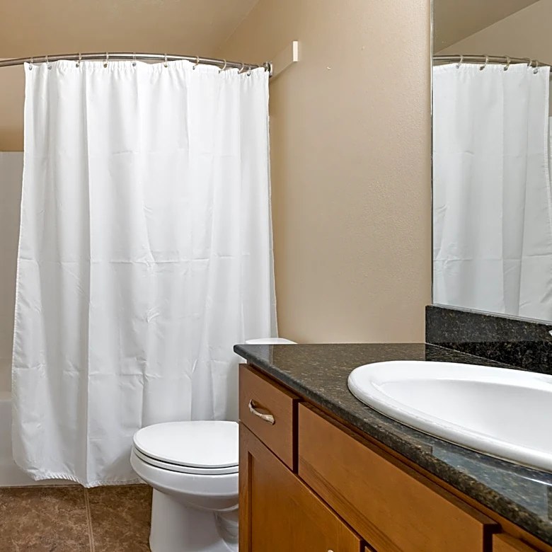Forget White: Use This Shower Curtain Color Theme To Make A Small Bathroom Look Bigger