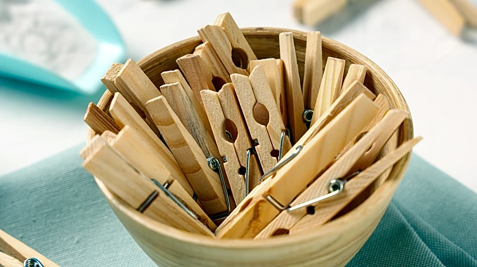 Grab Clothespins To Make A Divided Storage Solution For Countertops