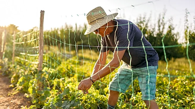 Gardener Transforms Cinder Blocks And String Into A Functional Trellis