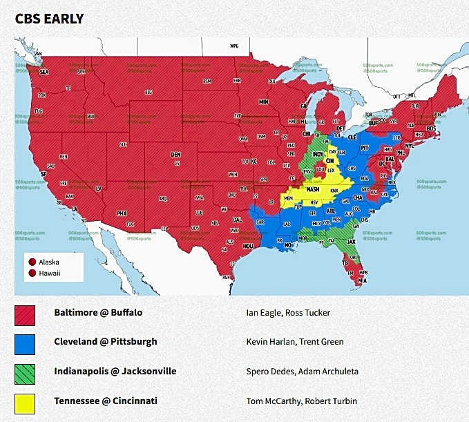 NFL Week 8 TV map: What channel is Jaguars v. Colts on?