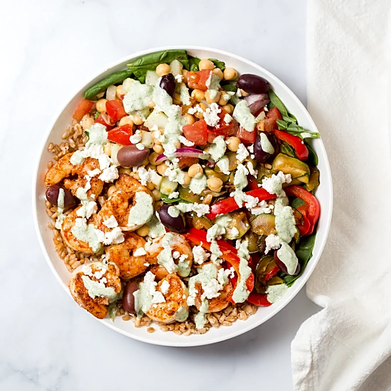 This Colorful Shrimp Bowl Is Loaded With Mediterranean Flavors