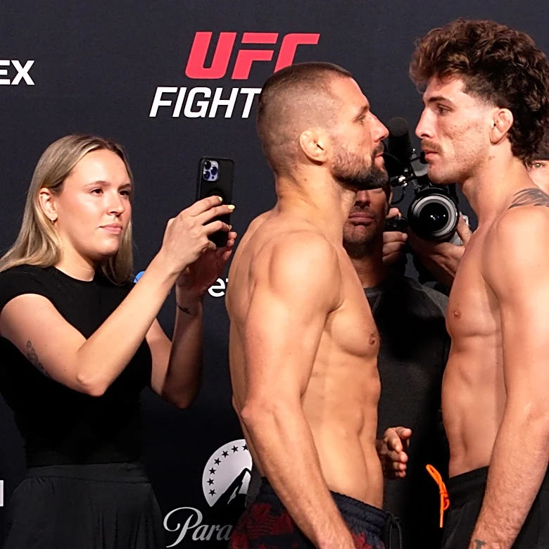 UFC Fight Night 284 weigh-in faceoff highlights video, photo gallery