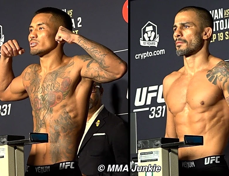 UFC 331 video: Joshua Van, Alexandre Pantoja make weight for title rematch