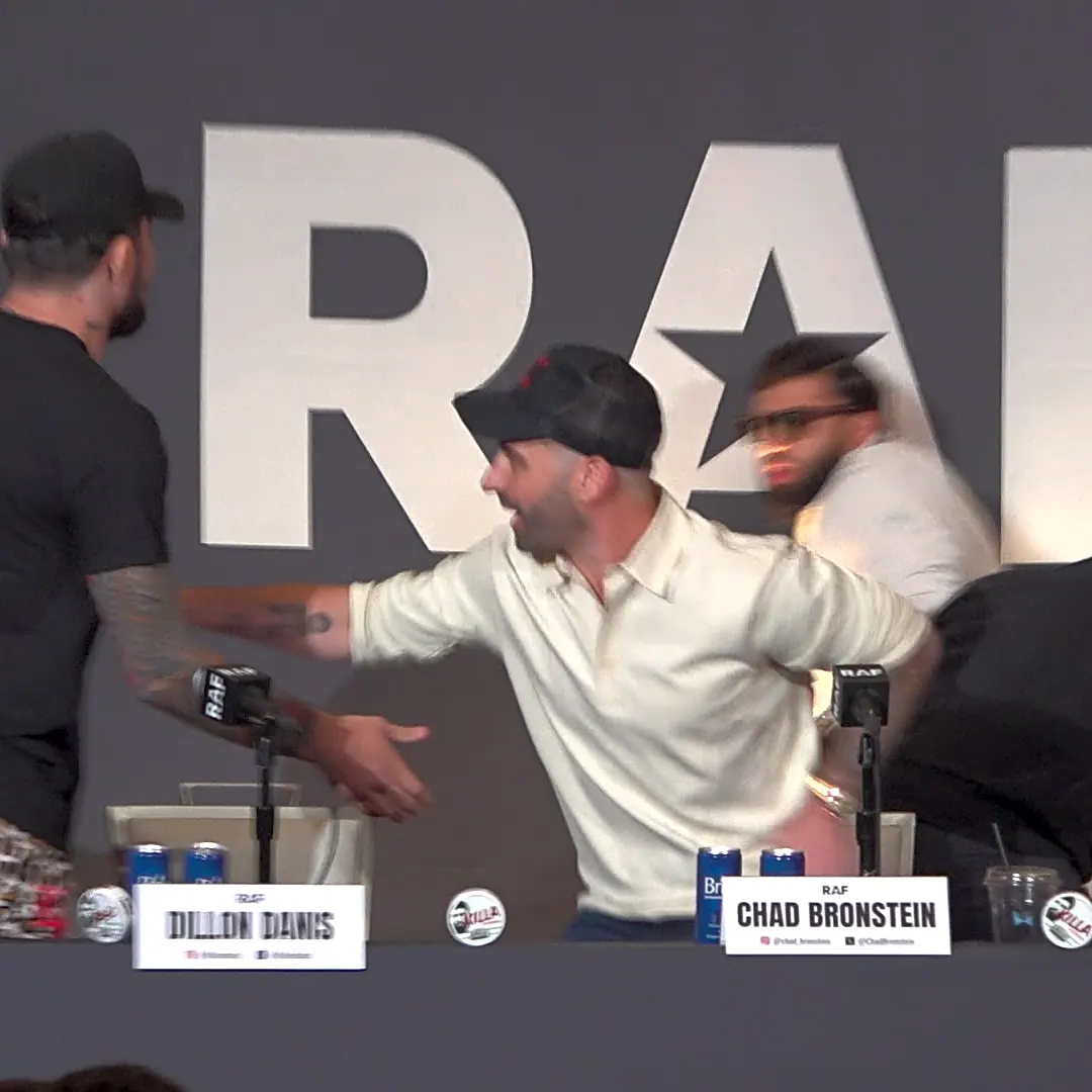 RAF 14 video: Arman Tsarukyan lunges at Dillon Danis, causing chaotic press conference scene