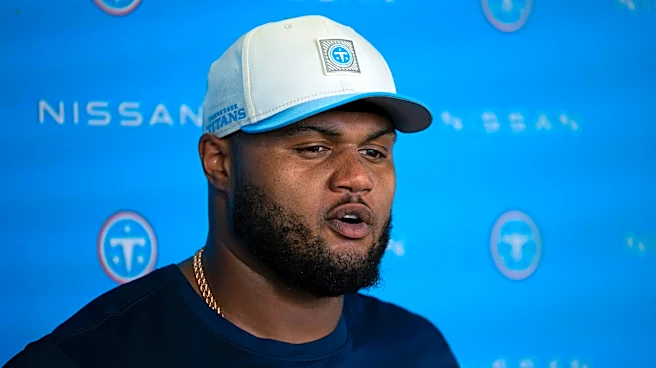 Tennessee Titans' Dan Moore leaves practice with injury, Robert Saleh has no update