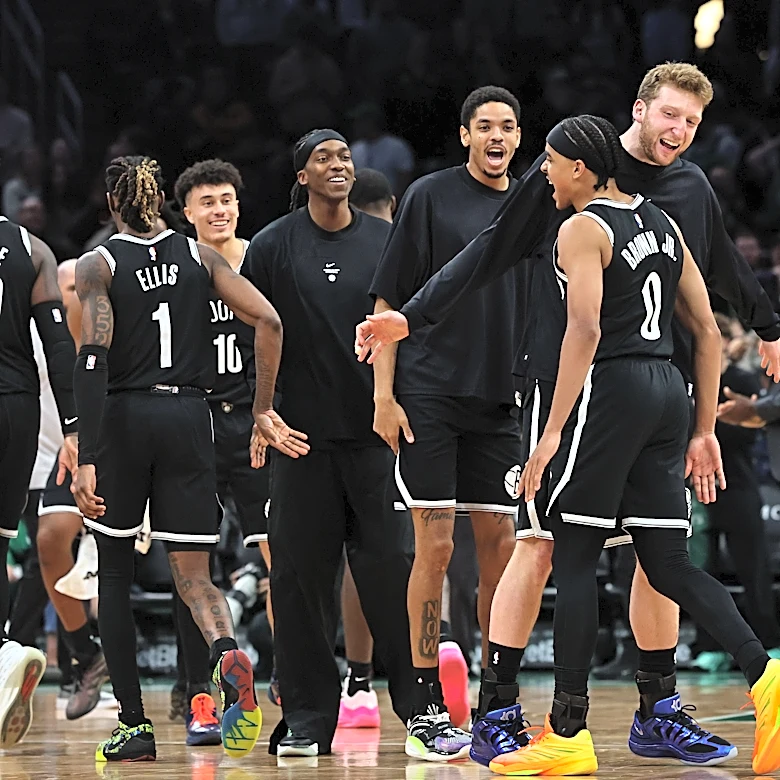 Nets' Mikel Brown Jr. reacts to breakout performance against Celtics