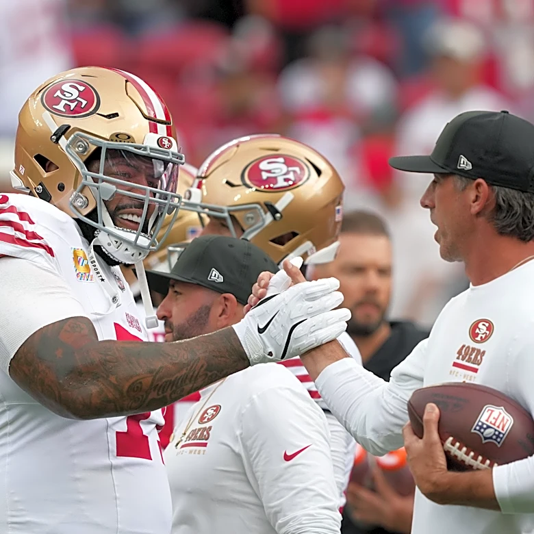 Kyle Shanahan explains why 49ers rarely draft offensive linemen early