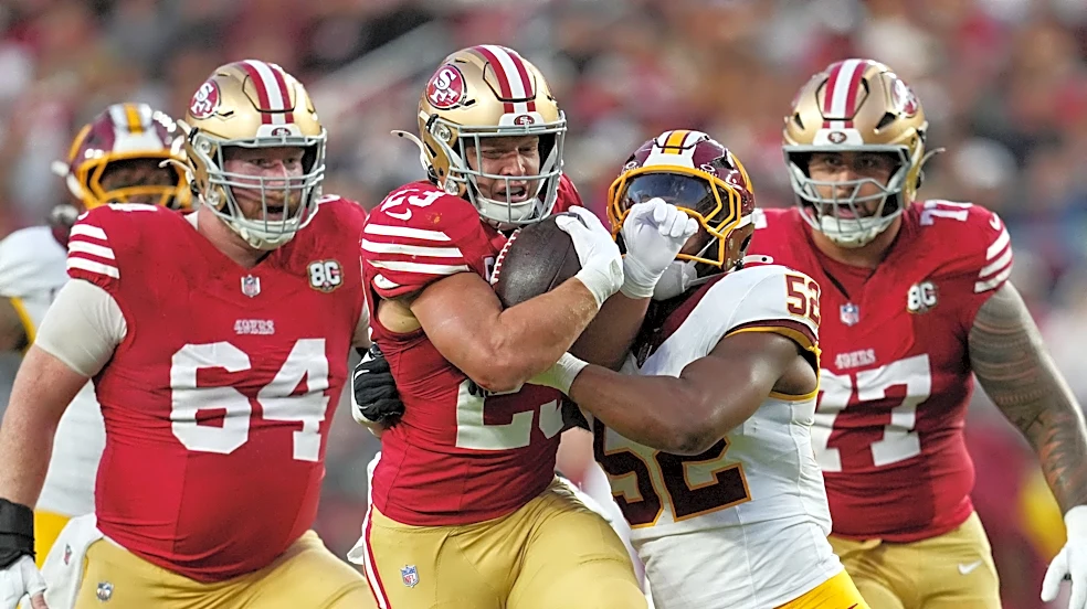 Christian McCaffrey’s 2 TDs move him up 49ers’ all-time lists