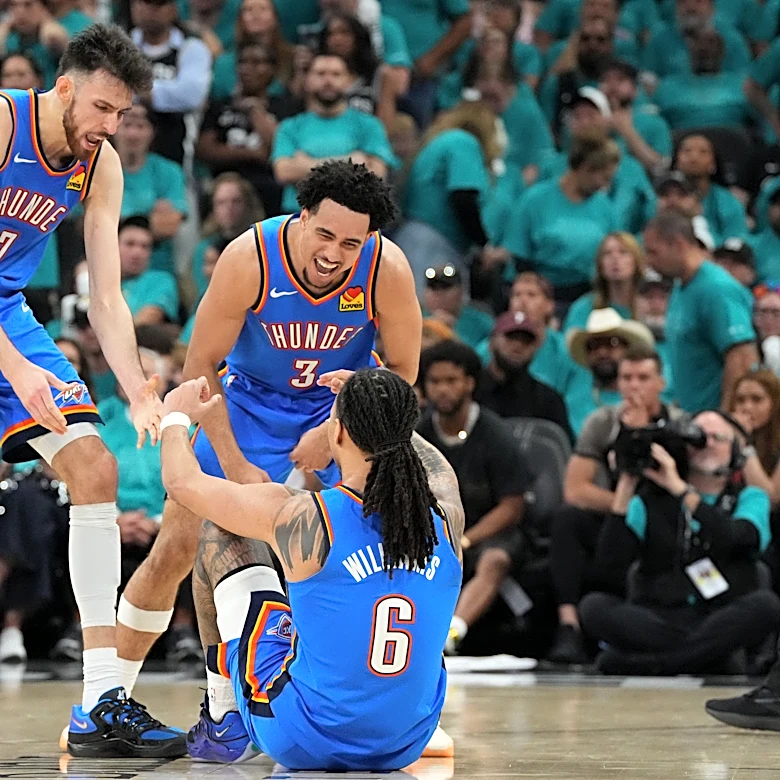 Several OKC Thunder players play football in team-bonding exercise