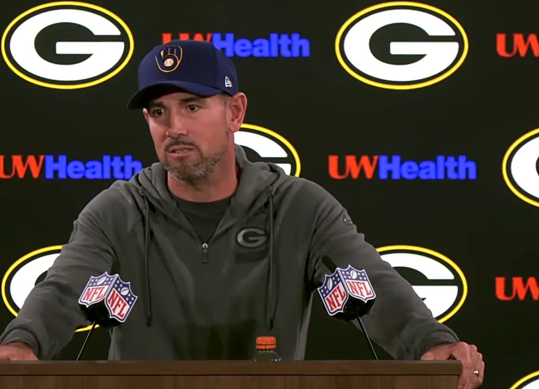 Matt LaFleur wears Brewers hat, congratulates team on first World Series berth since 1982