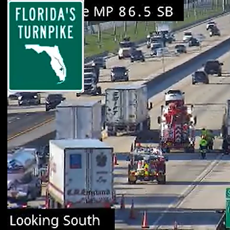 Fire shuts down turnpike lanes near Boynton Beach amid morning commute