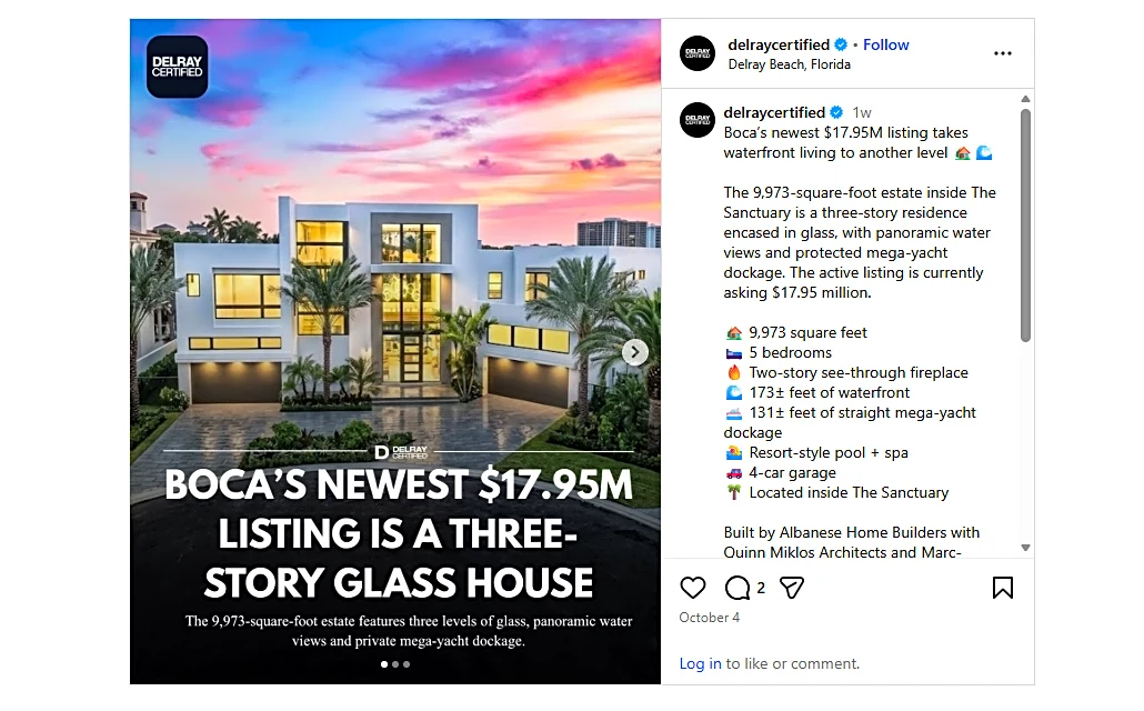 New 'glass' home for sale in Boca Raton's The Sanctuary development