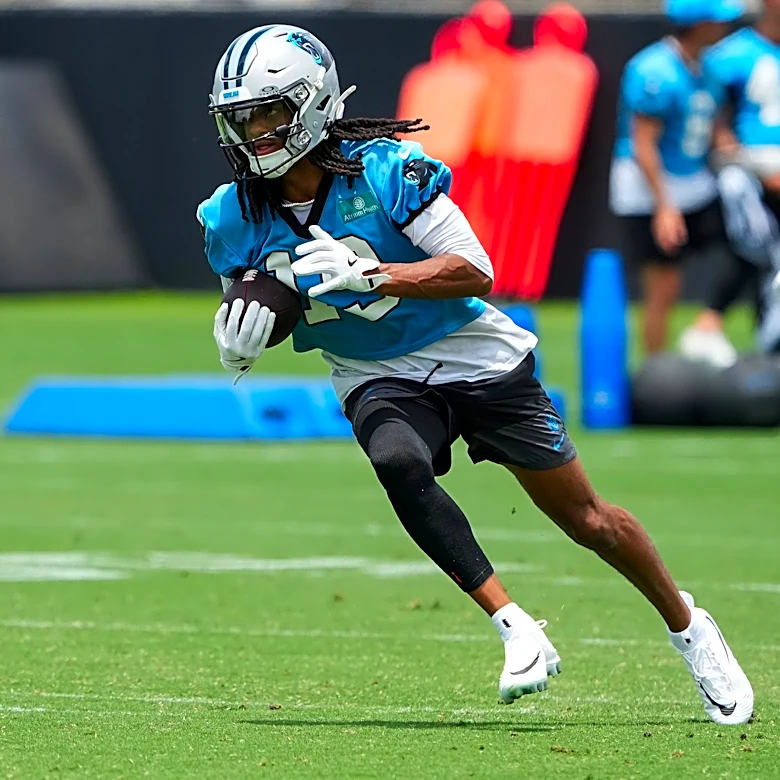 Panthers' standout rookie WR carted off from practice with apparent knee injury
