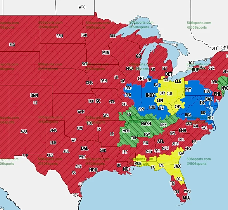 TV broadcast maps and announcers for Week 1 of the 2026 season