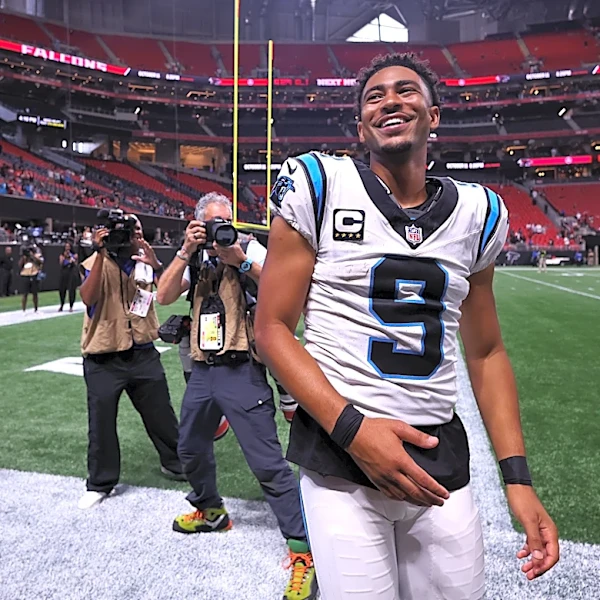 Panthers QB Bryce Young is asked about his continued dominance in Atlanta