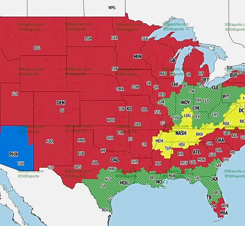TV broadcast maps and announcers for Week 4 of the 2026 season