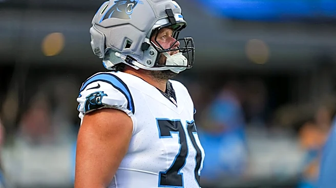 Panthers HC Dave Canales is asked for an update on OL Brady Christensen
