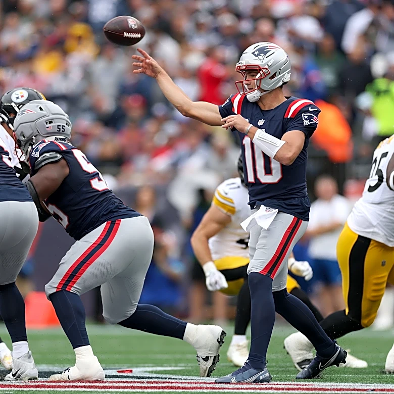 Drake Maye has hilarious joke about Patriots' '70-year-old' OL duo