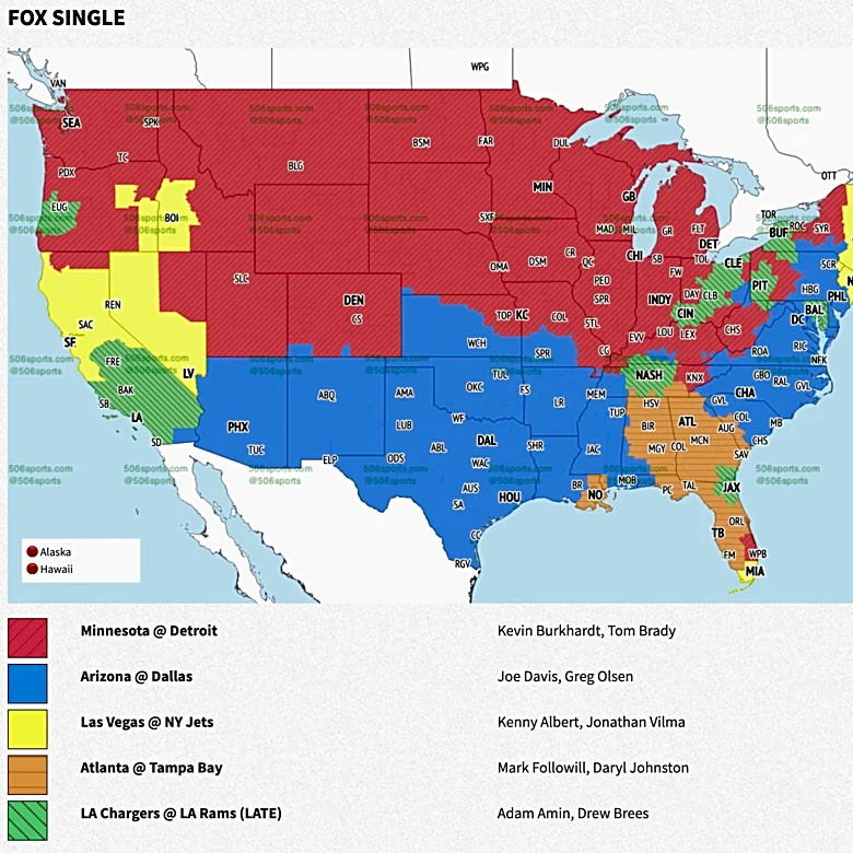 NFL Week 8 TV broadcast map: Where to view Raiders vs Jets