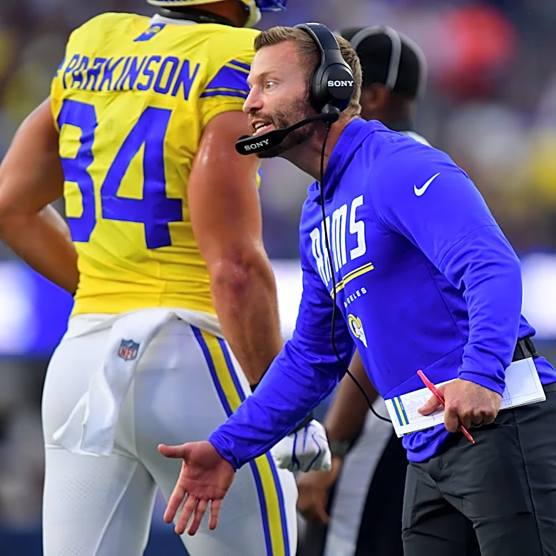 Watch: Sean McVay gives victory speech, game balls after Rams beat Giants