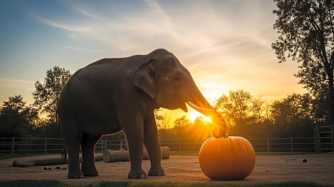 Elephants Delight Crowds at Oregon Zoo's Annual Pumpkin Smash