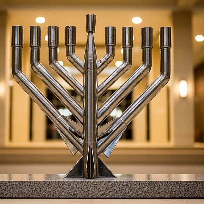 Iranian Missile Fragments Transformed into Hanukkah Menorah at Rebuilt Israeli Campus