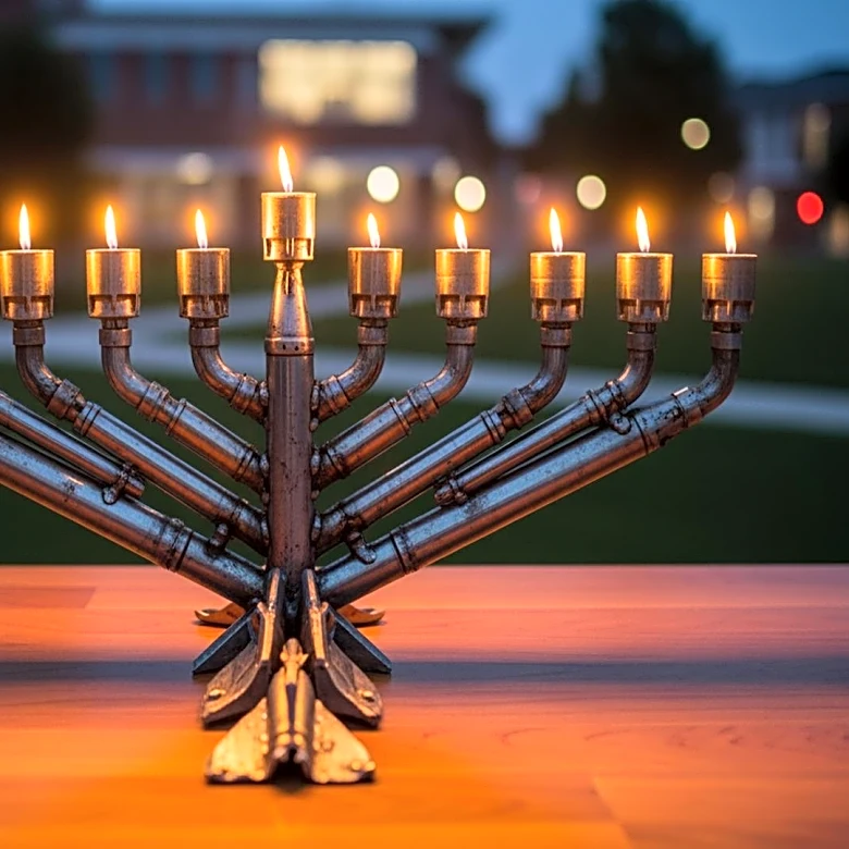 Iranian Missile Fragments Transformed into Hanukkah Menorah at ALEH Campus Reopening