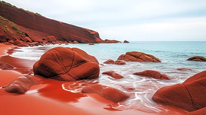 Rainfall on Iran's Hormuz Island Creates Striking Red Beach Phenomenon