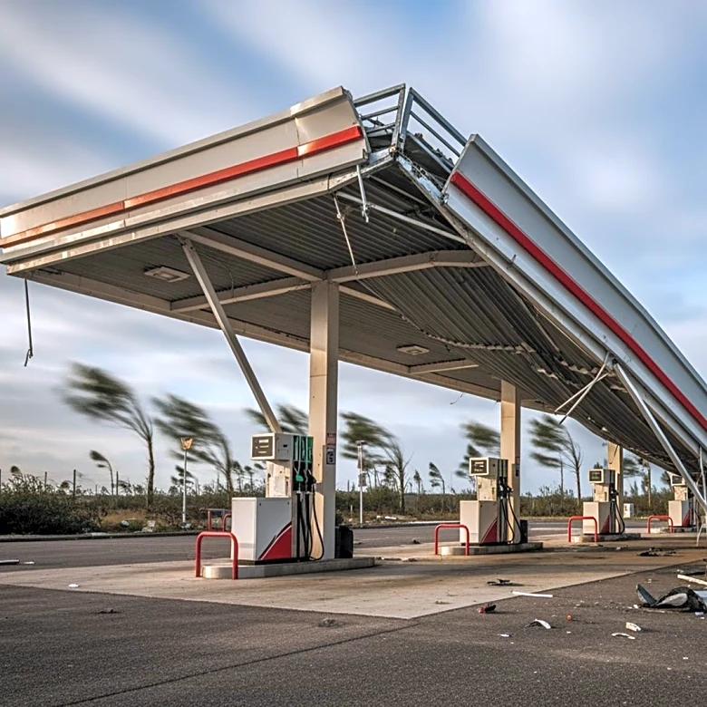 Strong Winds Topple Fuel Island Canopy at New Jersey Gas Station