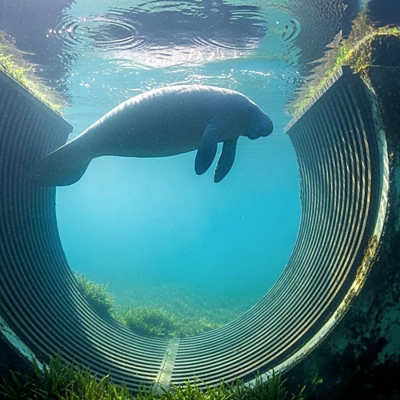 Florida Wildlife Authorities Rescue 410-Pound Manatee from Storm Drain