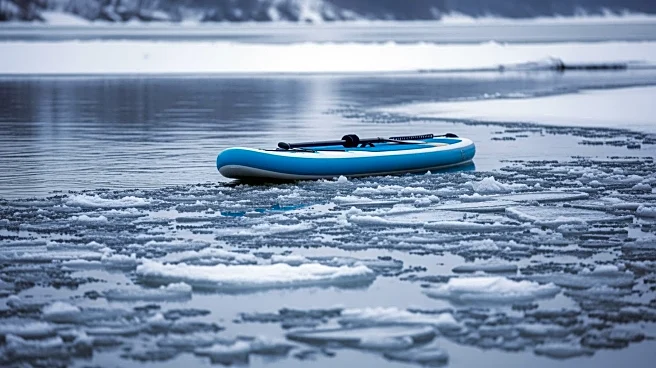 Paddleboarder Ventures Across Icy Hudson River Amidst Winter Conditions