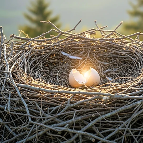 Big Bear Bald Eagles Jackie and Shadow Witness Eaglet Emerging from Shell