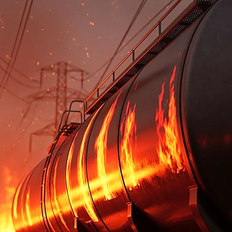 Gasoline Tanker Erupts in Flames After Collision with Power Lines in Texas