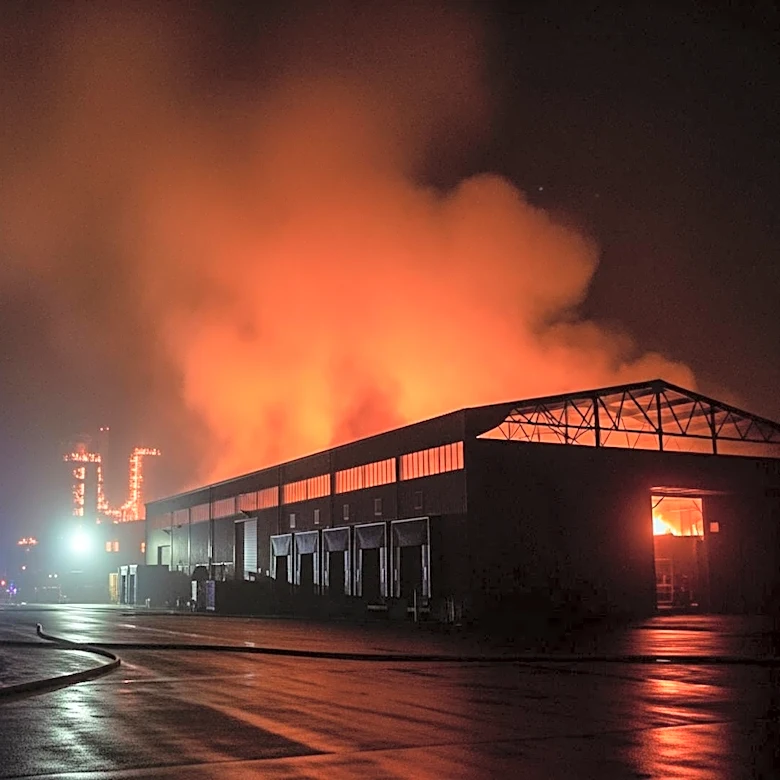 Arson Suspect Detained After Massive Fire at Ontario Warehouse